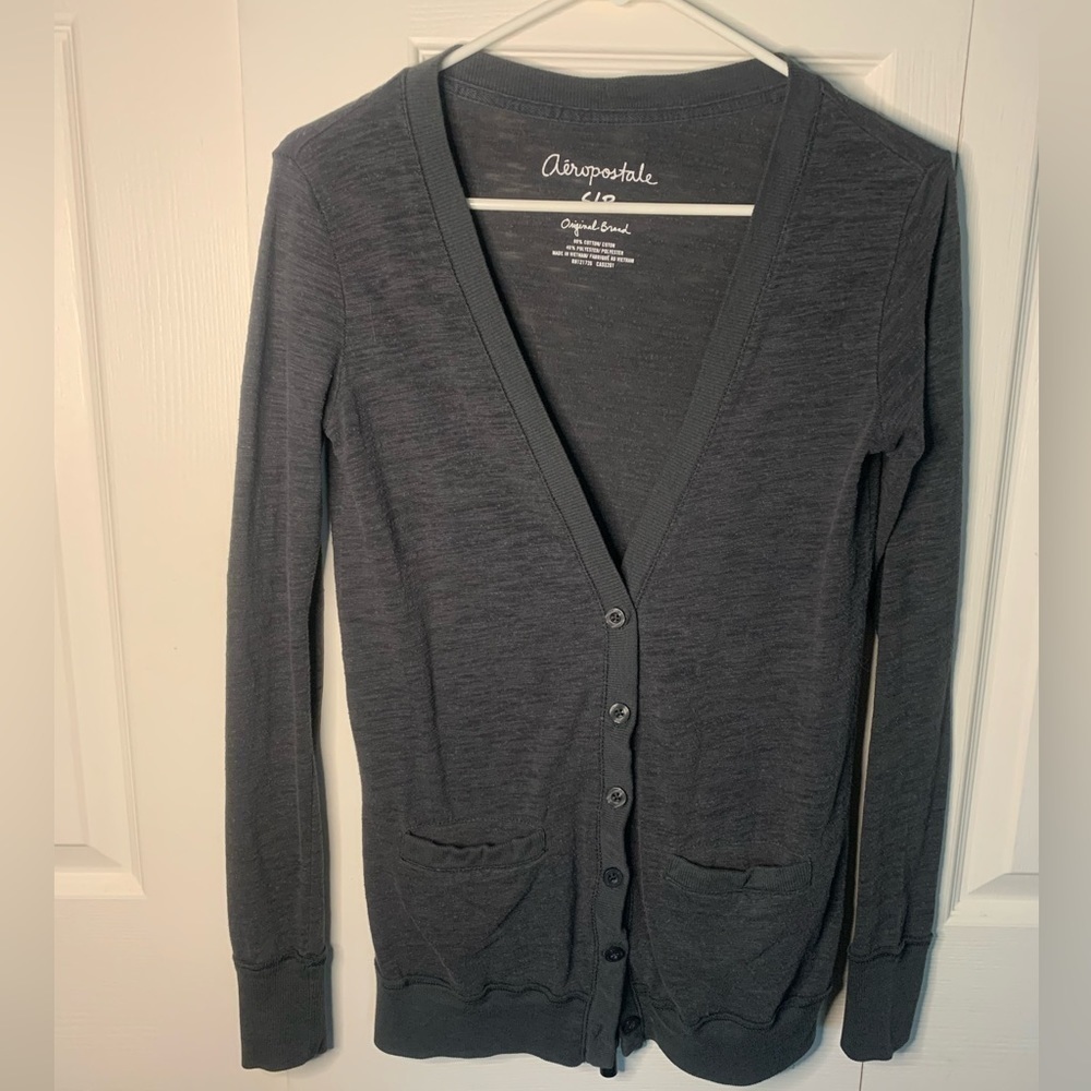 Aeropostale cardigan, small, blue/grey color.